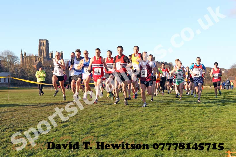 Start of the Veterans race, Durham Cathedral Cross Country Relays.
